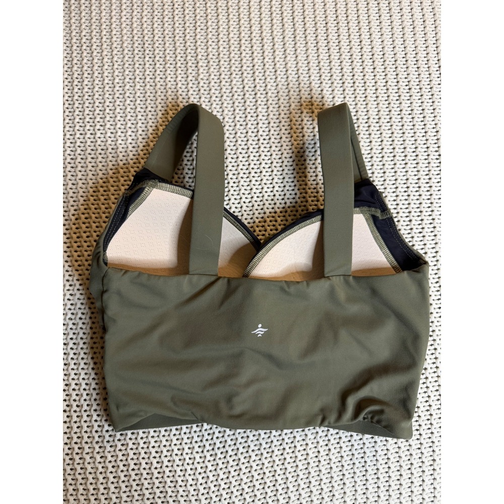 Halara UltraSculpt Twist-Front Longline Sports Bra Olive Green XS 02897128